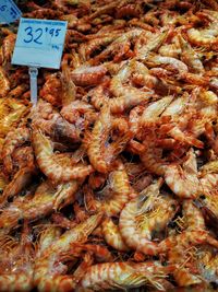 High angle view of vegetables for sale in market