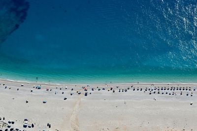 High angle view of people on beach