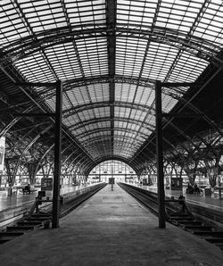 Empty railroad station platform