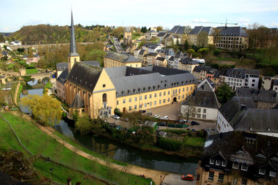 High angle view of townscape against sky