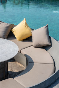 Poolside bar table and seat