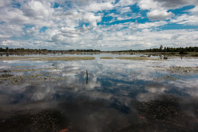 Scenic view of lake against sky