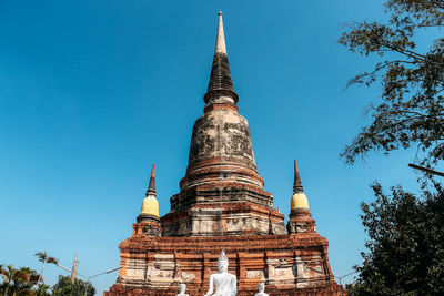 Low angle view of temple building against clear sky