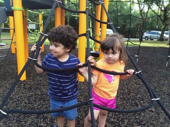 Cute girl playing in playground