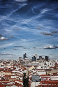 High angle view of townscape against sky