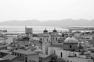 High angle view of townscape against sky