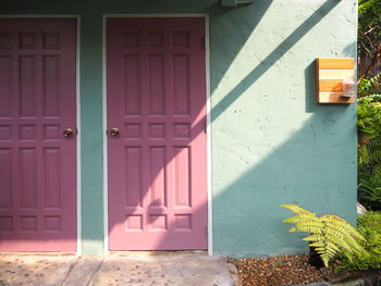 Closed door of building