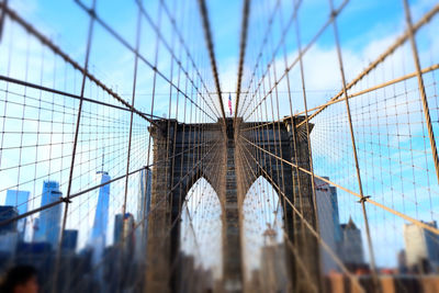 Low angle view of suspension bridge