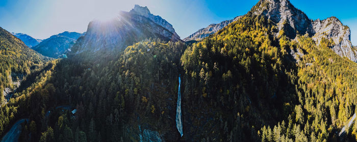 Panoramic view of mountain range against sky