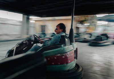 Man riding buggy go kart