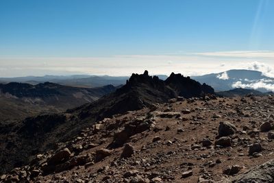 Scenic mountain landscapes against sky at mount kenya, kenya