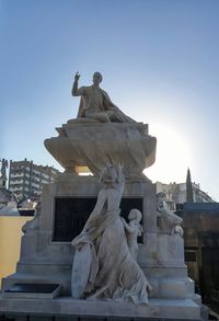 Low angle view of statue against clear sky