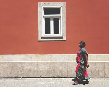 Full frame shot of red window