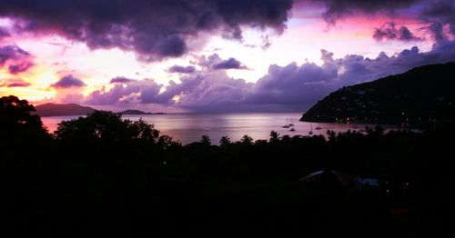 Scenic view of sea against sky at sunset