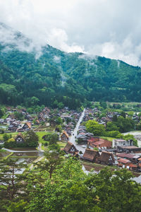 High angle view of townscape against sky