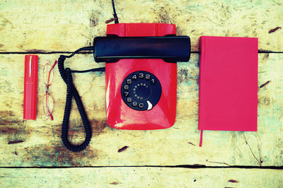 Close-up of telephone booth