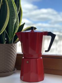 Close-up of coffee cup on table