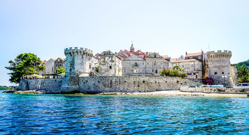 View of castle against sea