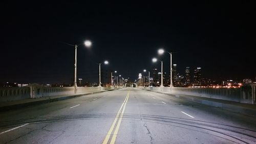 Light trails on road at night