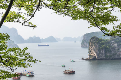 Scenic view of bay against sky