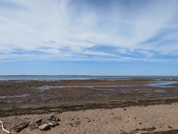 Scenic view of sea against cloudy sky