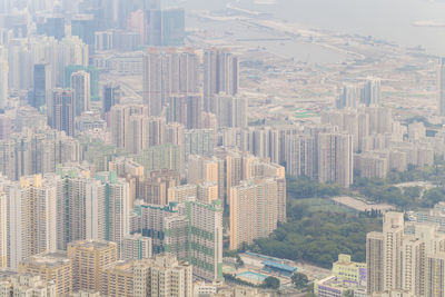 High angle view of buildings in city