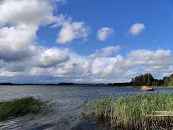 Scenic view of lake against sky