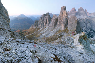 Scenic view of rocky mountains against sky