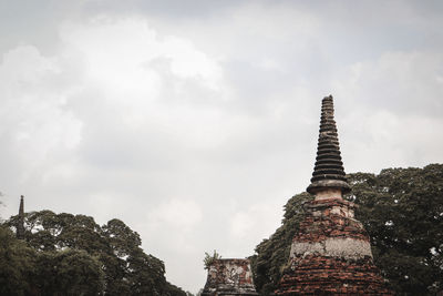 Low angle view of temple building against sky