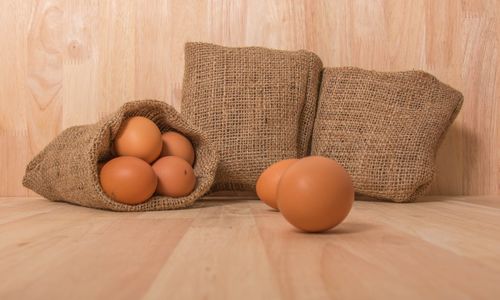 High angle view of easter eggs on table