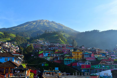 High angle view of beautiful village on the mountainside  - nepal van java ds. butuh kaliangkrik 