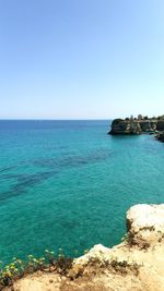 Scenic view of sea against clear sky