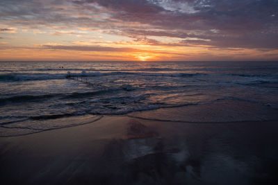 Scenic view of sea against sky during sunset