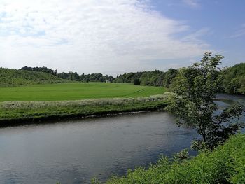 Scenic view of lake against sky