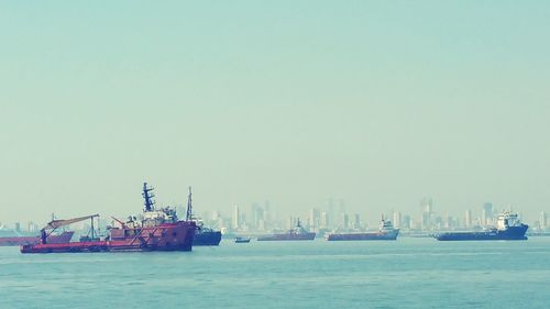 Ship in sea against sky