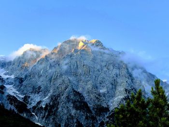 Panoramic view of volcanic mountain against sky