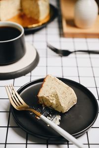 High angle view of breakfast on table