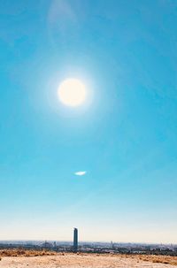 Scenic view of sea against clear sky on sunny day