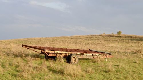 Abandon tractor trailer on field