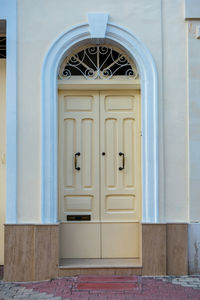 Closed door of building