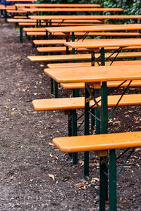 Empty bench in park