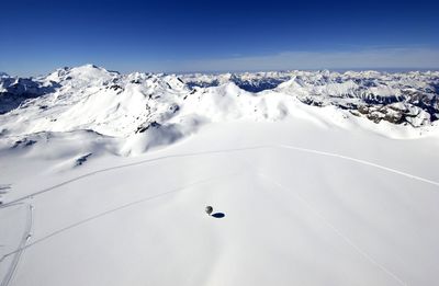 High angle view of mountains against sky