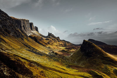 Scenic view of mountains against sky in quiraing isle of skye scotland