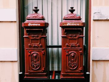 Close-up of red door