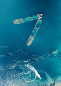 Aerial view of blue sea