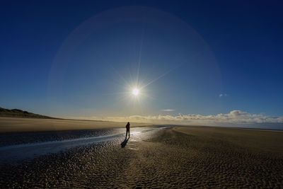 Man standing on beach against sky
