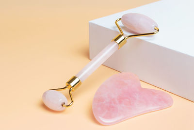 High angle view of ice cream on table