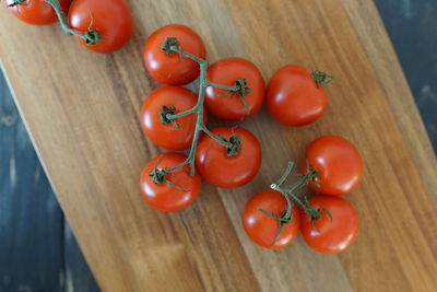 High angle view of tomatoes on table