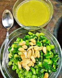 High angle view of vegetables in bowl