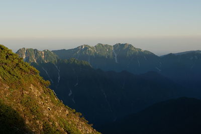 Scenic view of mountains against clear sky